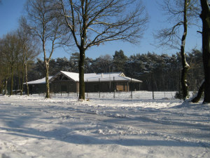 Blokhut in de sneeuw